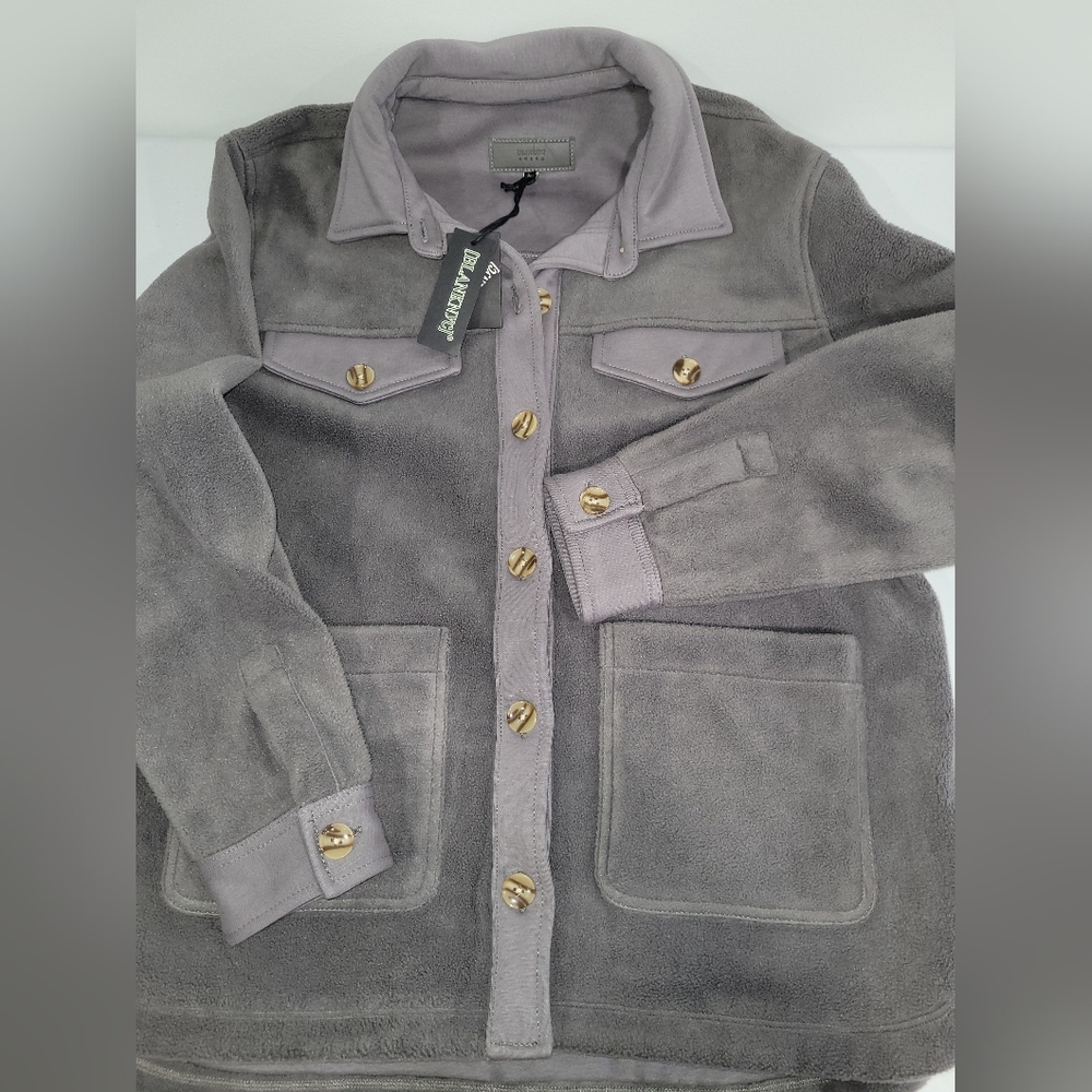 BLANKNYC charcoal gray fleece shacket. Size L